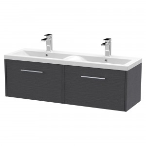 Juno Graphite Grey 1200mm Wall Hung 2 Drawer Vanity With Double Ceramic Basin