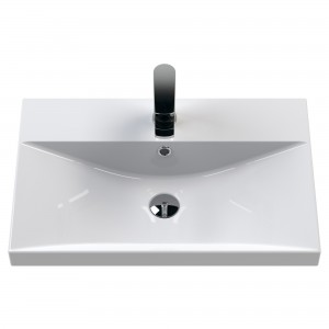 Juno 600mm Wall Hung Single Drawer Vanity With Thin-Edge Ceramic Basin - Coastal Grey