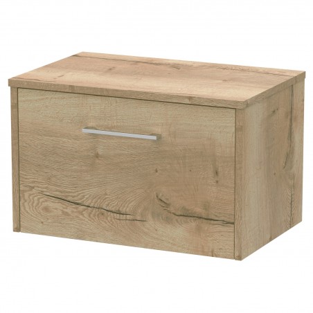 Juno Autumn Oak 600mm Wall Hung Single Drawer Vanity With Worktop