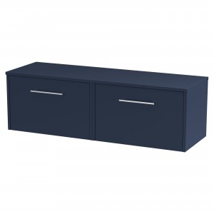 Juno 1200mm Wall Hung 2 Drawer Vanity With Worktop - Midnight Blue