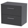 Juno Graphite Grey 600mm Wall Hung 2 Drawer Vanity With Worktop