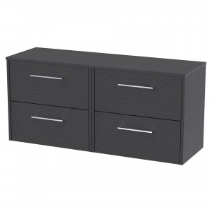 Juno Graphite Grey 1200mm Wall Hung 4 Drawer Vanity With Worktop