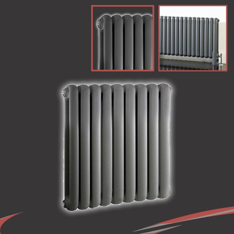 556mm (w) x 600mm (h) Elias Anthracite Vertical Column Radiator (9 Sections)