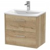 Juno Autumn Oak 600mm Wall Hung 2 Drawer Vanity With Curved Ceramic Basin