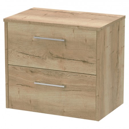 Juno Autumn Oak 600mm Wall Hung 2 Drawer Vanity With Worktop