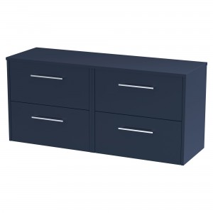Juno 1200mm Wall Hung 4 Drawer Vanity With Worktop - Midnight Blue