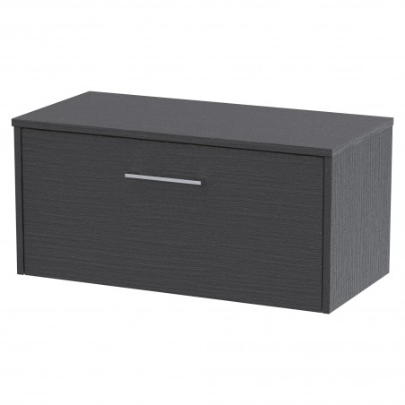 Juno Graphite Grey 800mm Wall Hung Single Drawer Vanity With Worktop