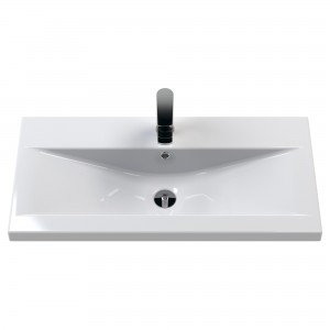 Juno 800mm Wall Hung Single Drawer Vanity With Mid-Edge Ceramic Basin - Coastal Grey