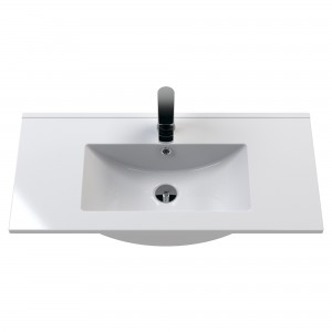 Juno 800mm Wall Hung Single Drawer Vanity With Minimalist Ceramic Basin - Coastal Grey