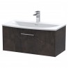 Juno 800mm Wall Hung 1 Drawer Vanity Unit with Curved Ceramic Basin - Metallic Slate