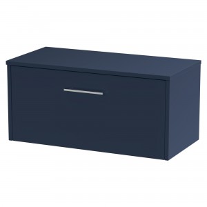 Juno 800mm Wall Hung 1 Drawer Vanity With Worktop - Midnight Blue