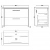 Juno Graphite Grey 800mm Wall Hung 2 Drawer Vanity With Mid-Edge Ceramic Basin - Technical Drawing
