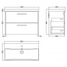 Juno Graphite Grey 800mm Wall Hung 2 Drawer Vanity With Thin-Edge Ceramic Basin - Technical Drawing