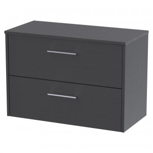 Juno Graphite Grey 800mm Wall Hung 2 Drawer Vanity With Worktop