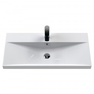 Juno 800mm Wall Hung 2 Drawer Vanity With Thin-Edge Ceramic Basin - Coastal Grey