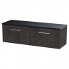 Juno 1200mm Wall Hung 2 Drawer Vanity With Black Sparkle Laminate Worktop - Metallic Slate