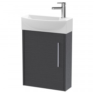 Juno Compact 440mm Wall Hung 1 Door Unit With 1 Tap Hole Basin Left Handed - Graphite Grey