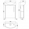 Juno Compact 440mm Wall Hung 1 Door Unit With 1 Tap Hole Basin Left Handed - Graphite Grey - Technical Drawing
