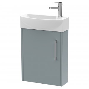 Juno Compact 440mm Wall Hung 1 Door Unit With 1 Tap Hole Basin Left Handed - Coastal Grey