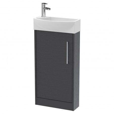 Juno Compact Graphite Grey 440mm Freestanding 1 Door Unit With 1 Tap Hole Basin Right Handed