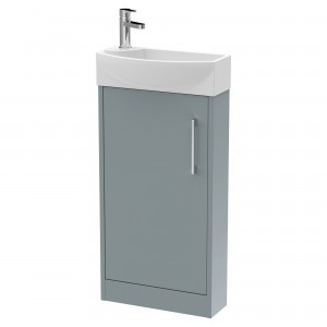 Juno Compact Coastal Grey 440mm Freestanding 1 Door Unit With 1 Tap Hole Basin Right Handed