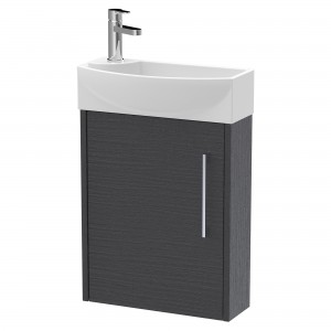 Juno Compact Graphite Grey 440mm Wall Hung 1 Door Unit With 1 Tap Hole Basin Right Handed