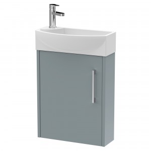 Juno Compact Coastal Grey 440mm Wall Hung 1 Door Unit With 1 Tap Hole Basin Right Handed