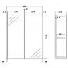 Juno Graphite Grey 600mm Mirror Cabinet - Technical Drawing