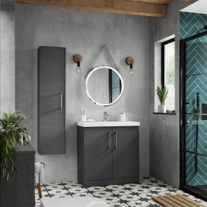 Juno 350mm Wall Hung Bathroom Cabinet - Graphite Grey