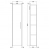 Juno Wall Hung 350 x 1433mm Bathroom Cabinet - Graphite Grey - Technical Drawing