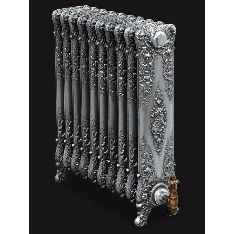 The "Alexandria" 800mm (H) Traditional Victorian Cast Iron Radiator - Antiqued Pewter