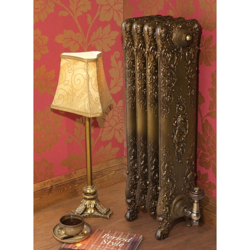 The "Alexandria" 800mm (H) Traditional Victorian Cast Iron Radiator - Antiqued Gold