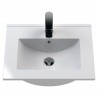 Fluted Satin White 500mm Freestanding 2 Door Vanity & Minimalist Ceramic Basin - Insitu