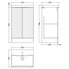 Fluted Satin White 500mm Freestanding 2 Door Vanity & Thin-Edge Ceramic Basin - Technical Drawing