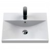 Fluted Satin Grey 500mm Freestanding 2 Door Vanity & Thin-Edge Ceramic Basin - Insitu
