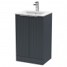 Fluted 500mm Freestanding 2 Door Vanity & Minimalist Ceramic Basin - Soft Black