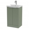 Fluted Satin Green 500mm Freestanding 2 Door Vanity & Thin-Edge Ceramic Basin