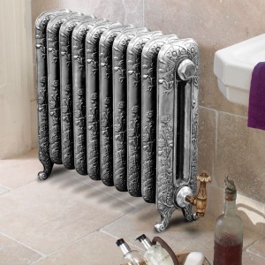 The "Albion" 2 Column 590mm (H) Traditional Victorian Cast Iron Radiator - Antiqued Pewter