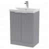 Fluted Satin Grey 600mm Freestanding 2 Door Vanity & Thin-Edge Ceramic Basin