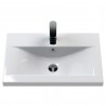 Fluted 600mm Freestanding 2 Door Vanity & Mid-Edge Ceramic Basin - Soft Black - Insitu