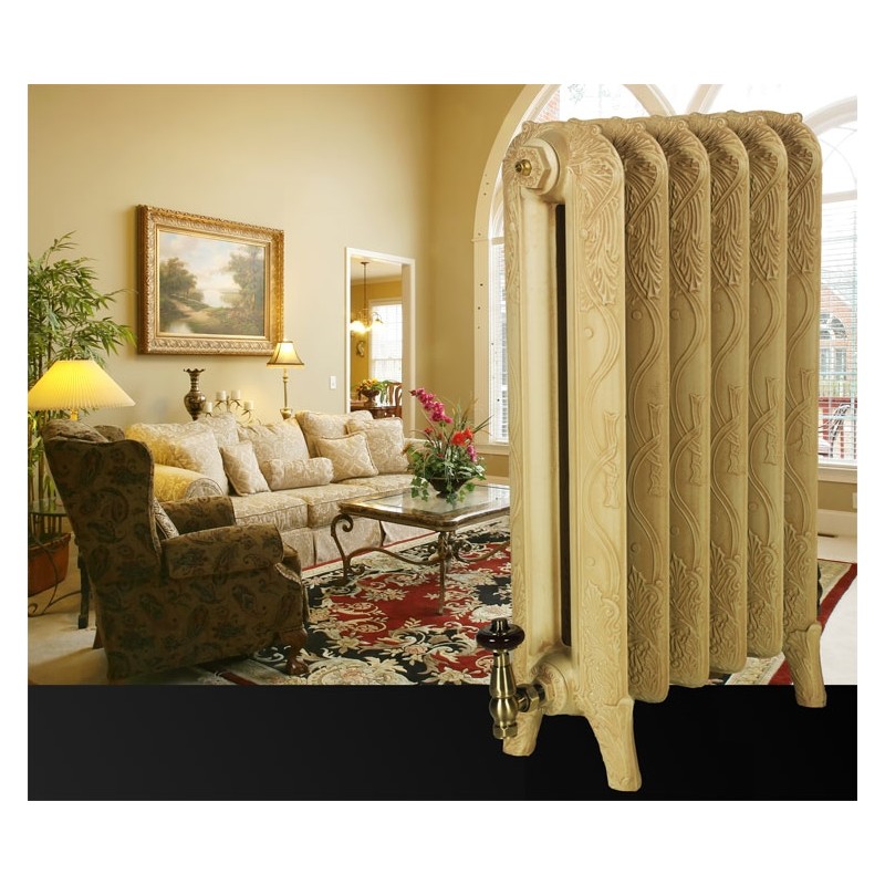 The "Marlborough" 2 Column 760mm (H) Traditional Victorian Cast Iron Radiator - Antiqued Matchstick with a Buff wash