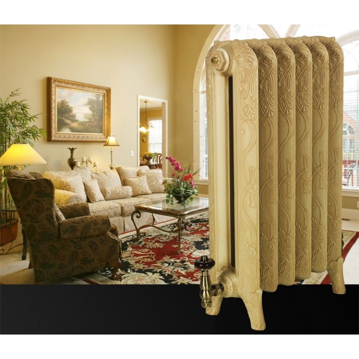 The "Marlborough" 2 Column 760mm (H) Traditional Victorian Cast Iron Radiator - Antiqued Matchstick with a Buff wash