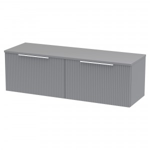 Fluted Satin Grey 1200mm Wall Hung 2 Drawer Vanity & Worktop