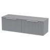 Fluted Satin Grey 1200mm Wall Hung 2 Drawer Vanity & Worktop