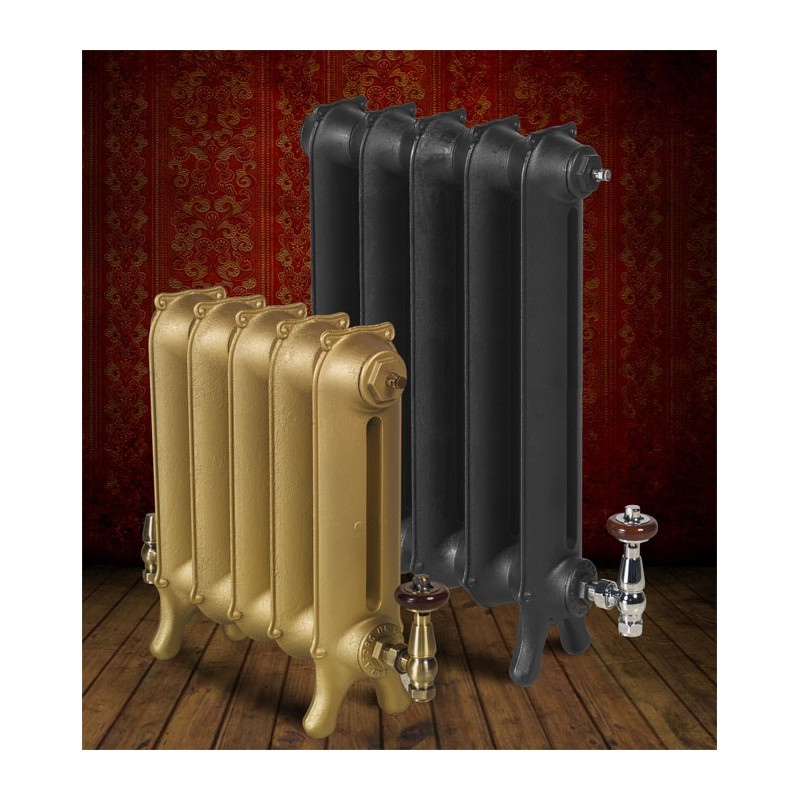 The "Mulberry" 2 Column 750mm (H) Traditional Victorian Cast Iron Radiator - Gold - Natural Cast