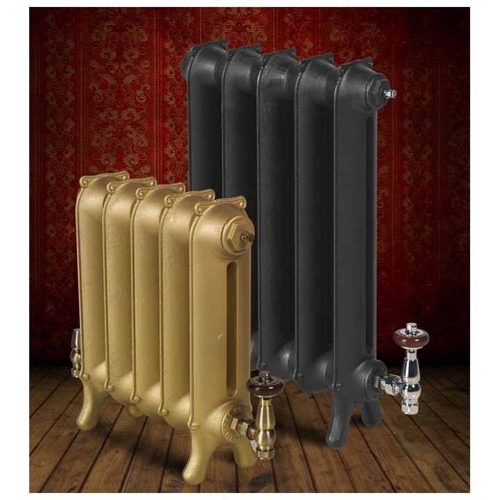 The "Mulberry" 2 Column 750mm (H) Traditional Victorian Cast Iron Radiator - Gold - Natural Cast