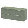 Fluted Satin Green 1200mm Wall Hung 4 Drawer Vanity & Worktop