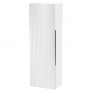 Fluted 400mm Wall Hung Tall Storage Unit 400mm Wide - Satin White