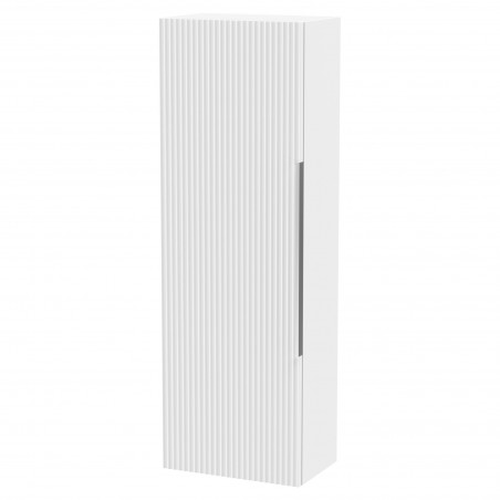 Fluted 400mm Wall Hung Tall Storage Unit 400mm Wide - Satin White