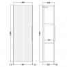 Fluted 400mm Wall Hung Tall Storage Unit 400mm Wide - Satin White - Technical Drawing